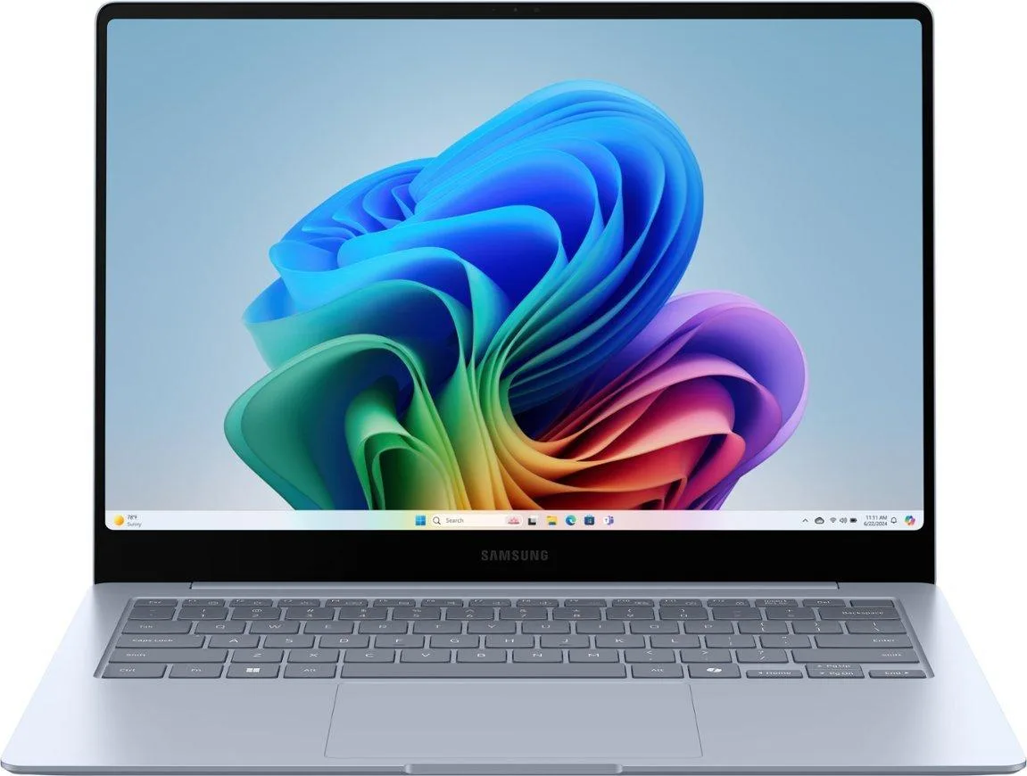 Sapphire Blue 14 inch AMOLED touchscreen laptop closed clamshell