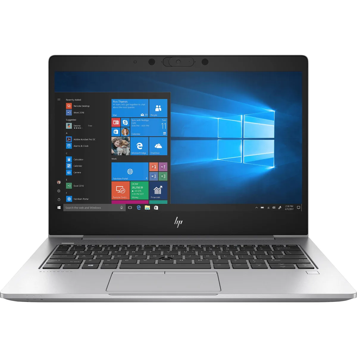 Silver 13.3 inch HP EliteBook 830 G6 laptop closed on a plain background