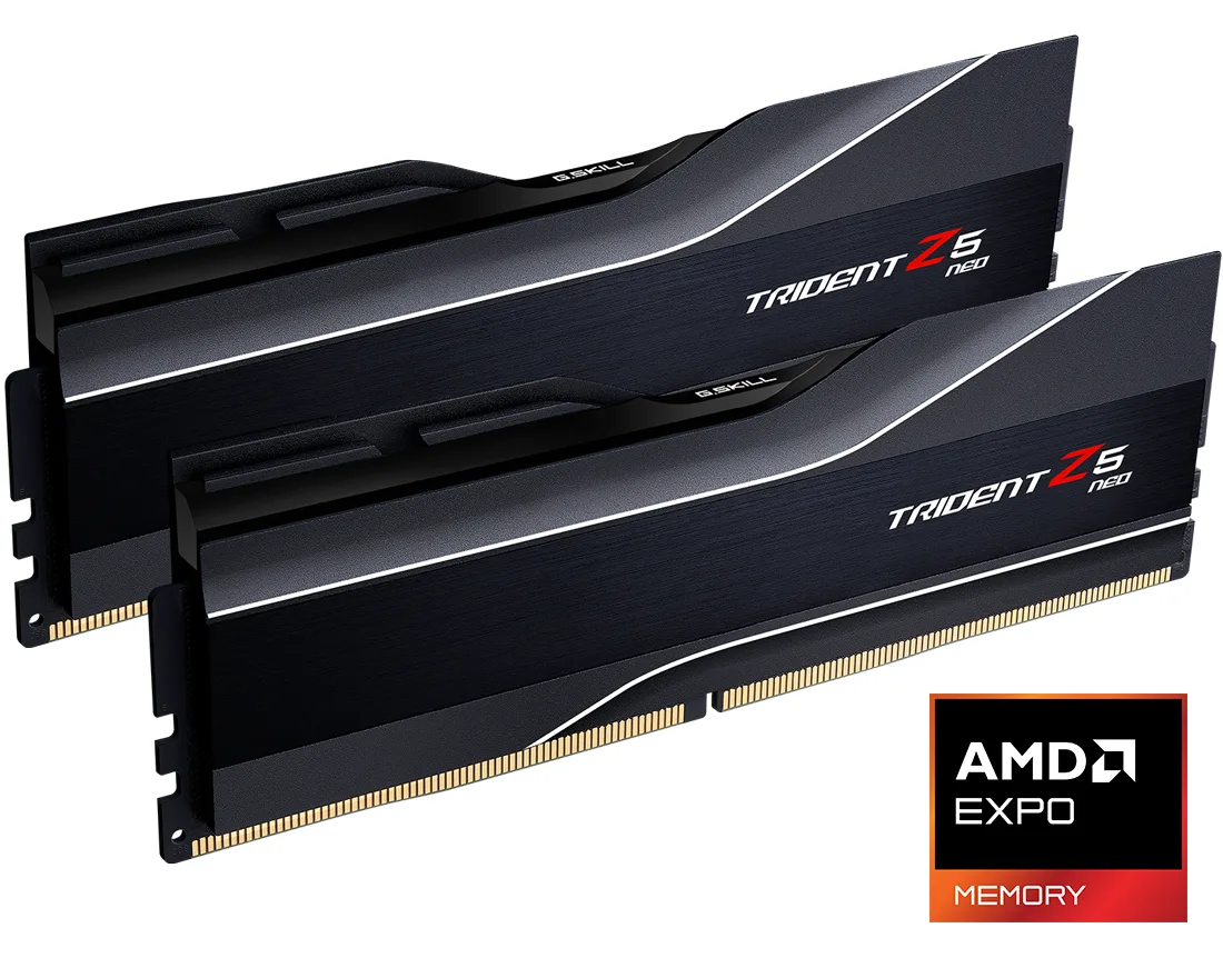 Two white DDR5 desktop memory modules with aluminum heat spreaders and CNC highlight stripes