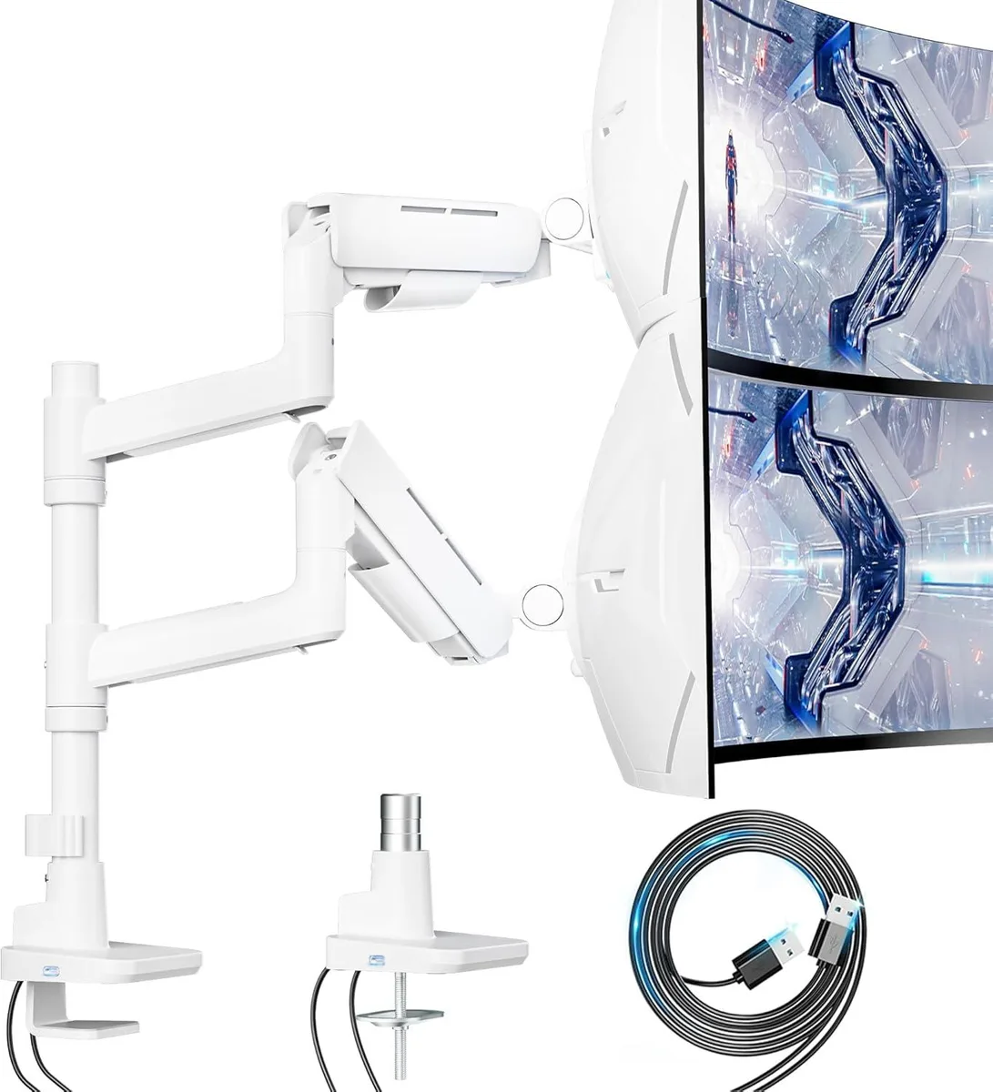 BFKK BFKK Vertical Dual Monitor Mount 17-49 Inch White — φωτογραφία προϊόντος