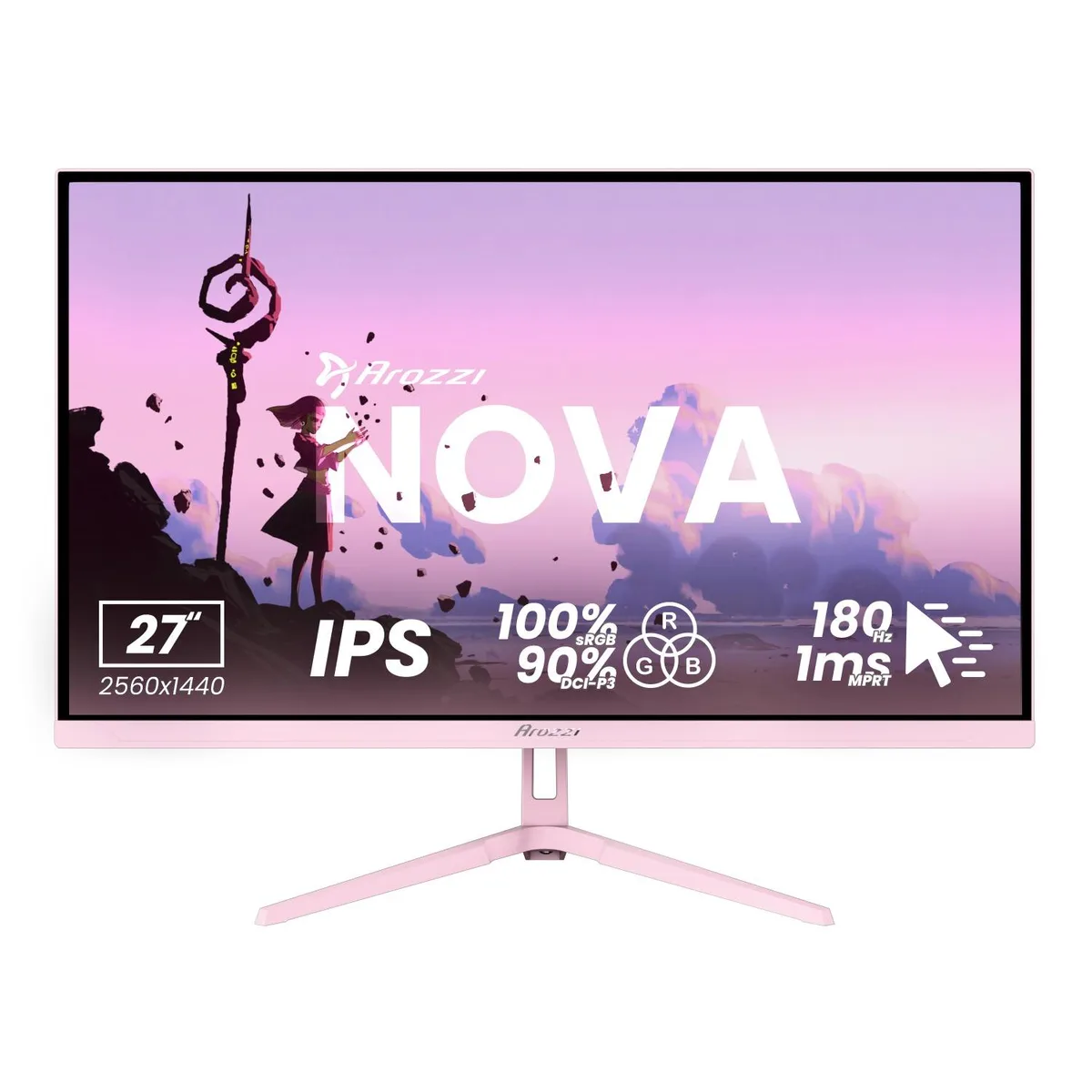 Arozzi Arozzi Nova 27" 180Hz IPS Gaming Monitor - Pink — product photo