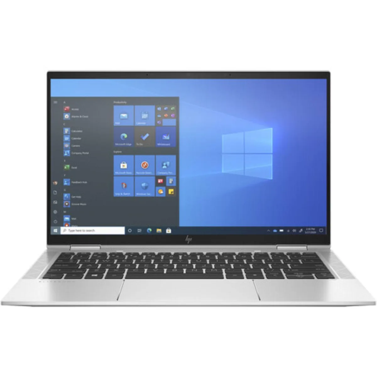 Silver 13.3 inch convertible laptop with touchscreen display