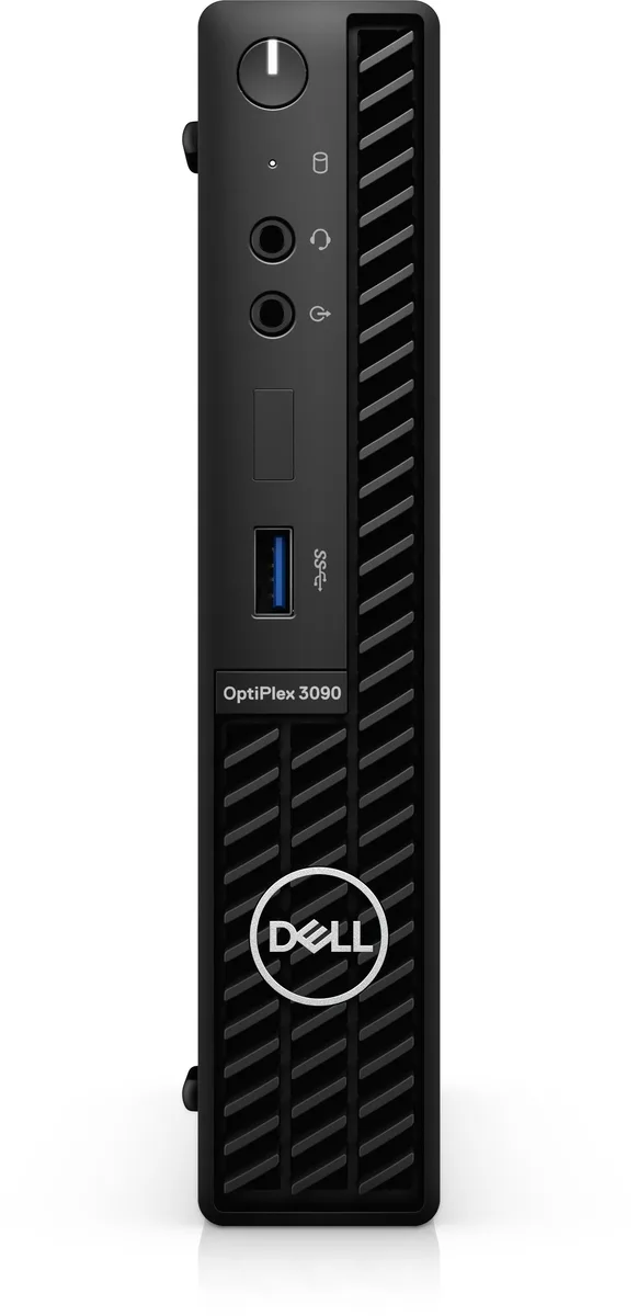 Small grey rectangular desktop computer, micro form factor, smooth matte finish