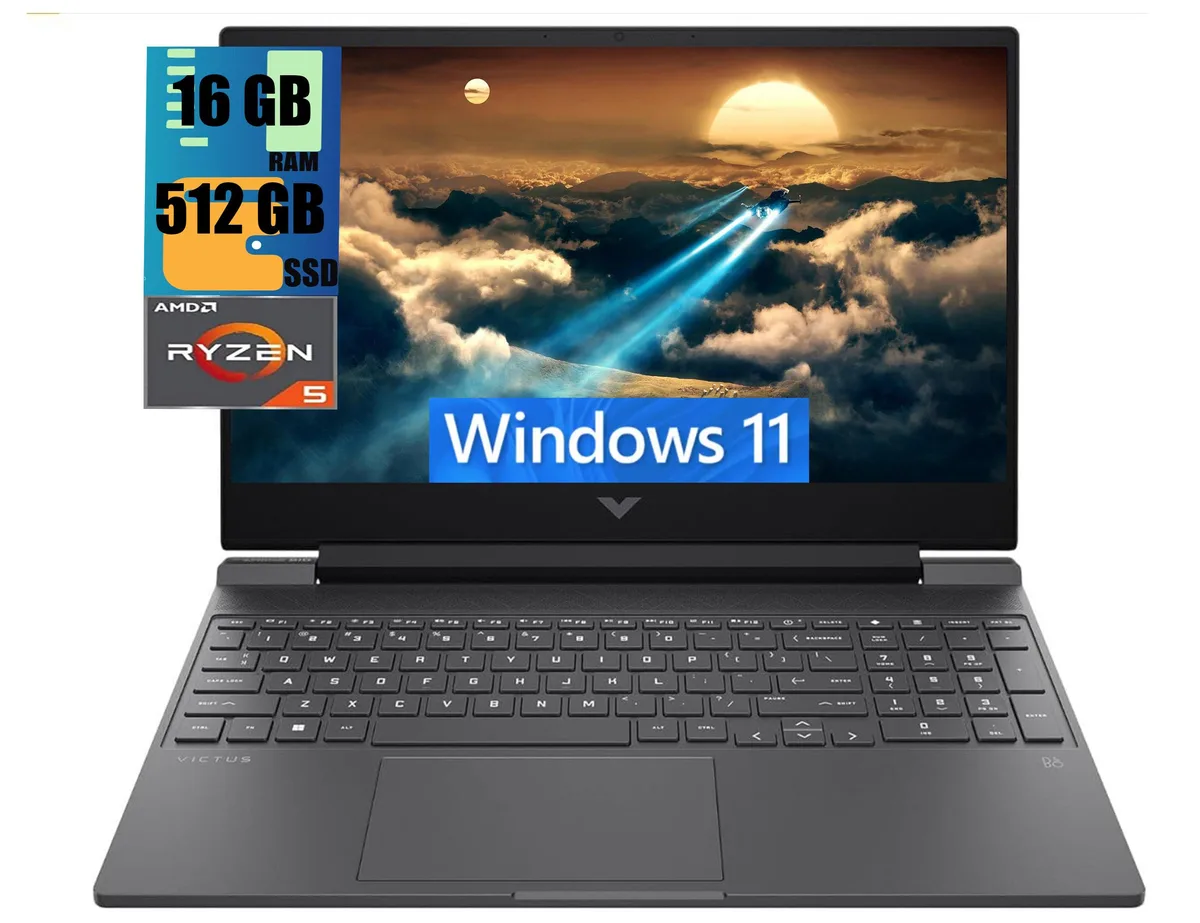 HP HP Victus 15 Raider Black Ryzen 5 7535HS RX 6550M gaming laptop — 商品照片