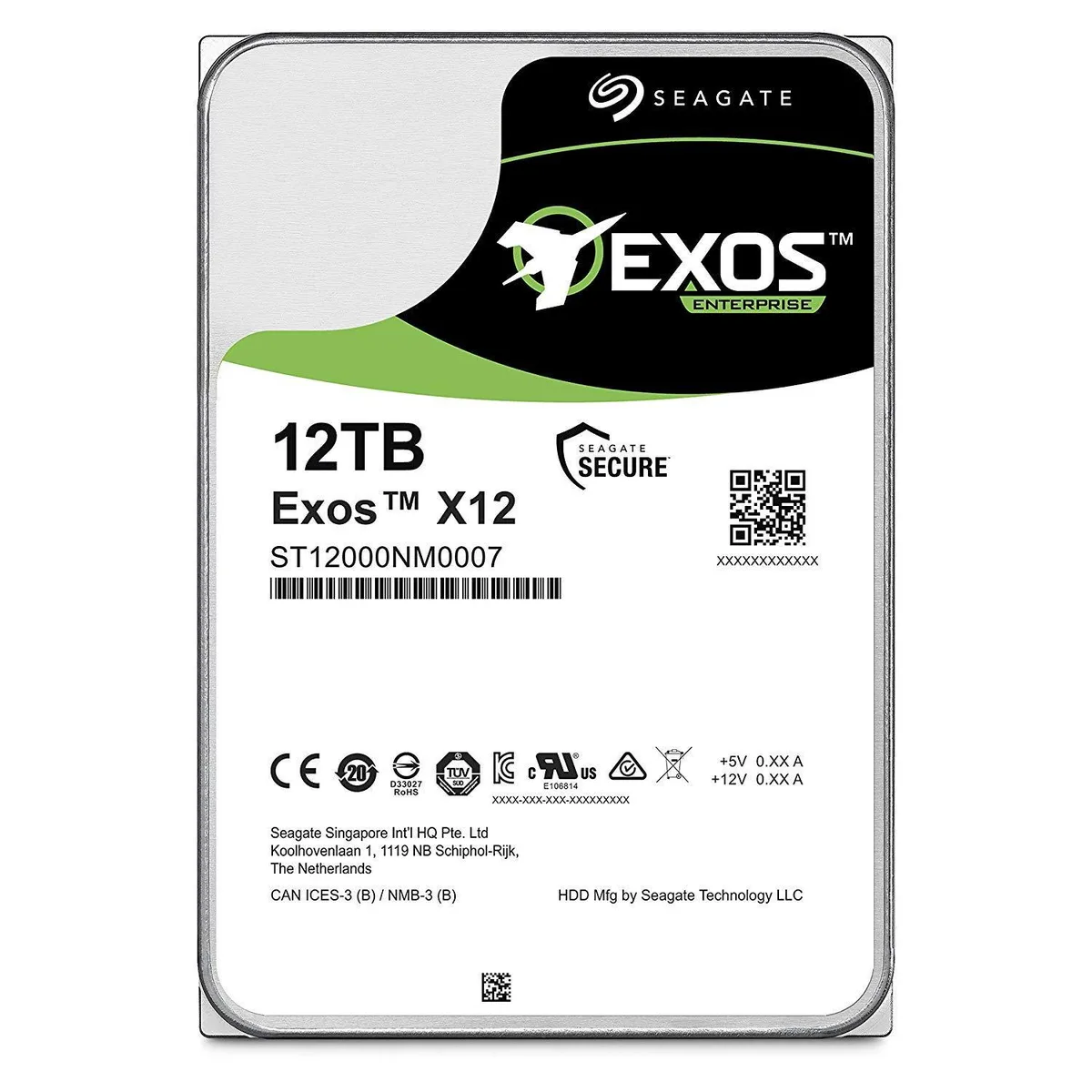 Seagate Seagate Exos 12TB 3.5" 7200 RPM 128MB Cache Backup Drive — 商品照片