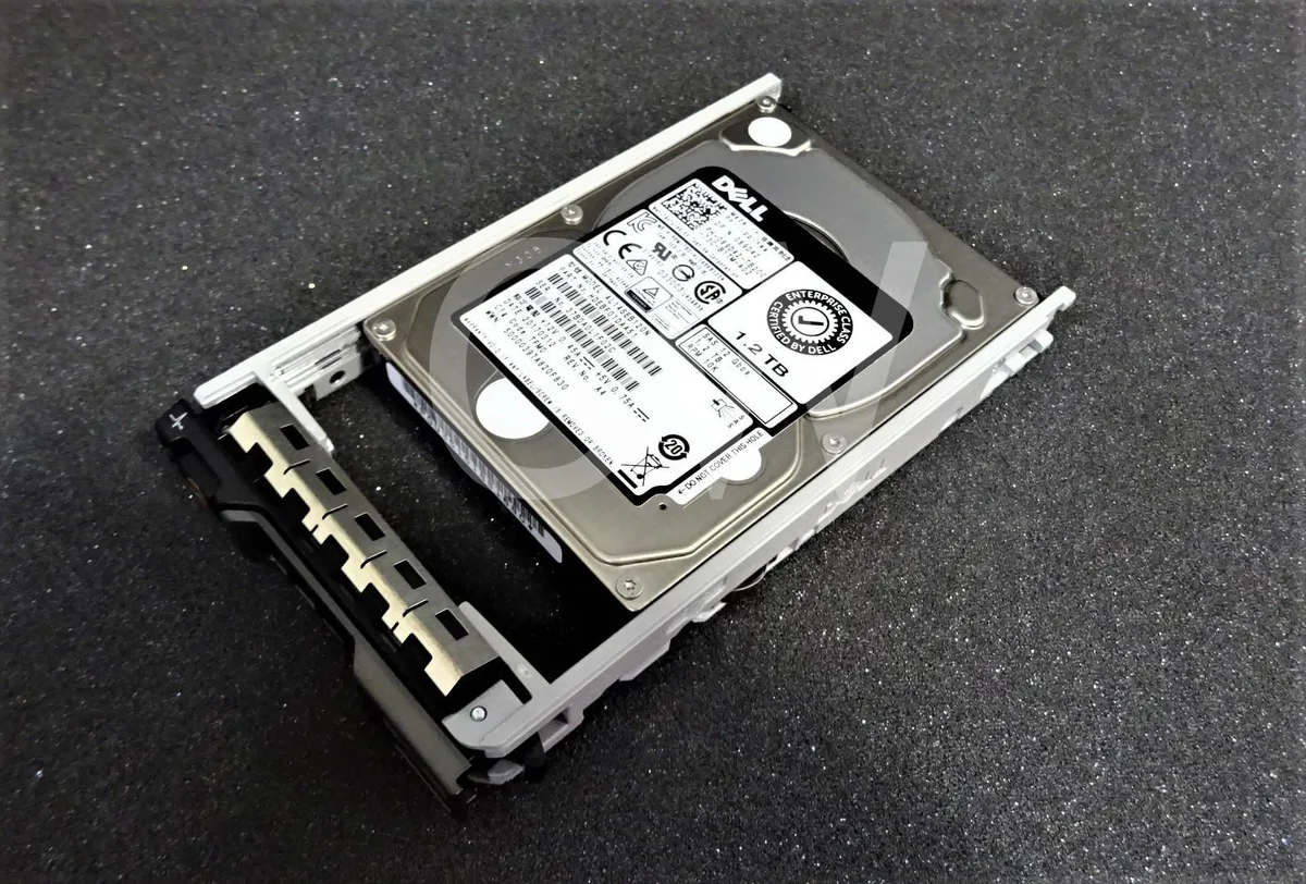 Silver 2.5 inch SAS hard drive in Dell server caddy