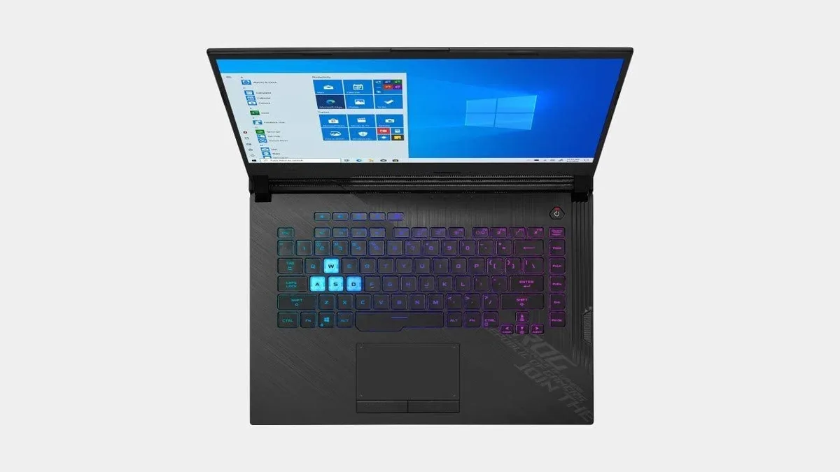 Black 15.6 inch gaming laptop with RGB backlit keyboard and slim profile