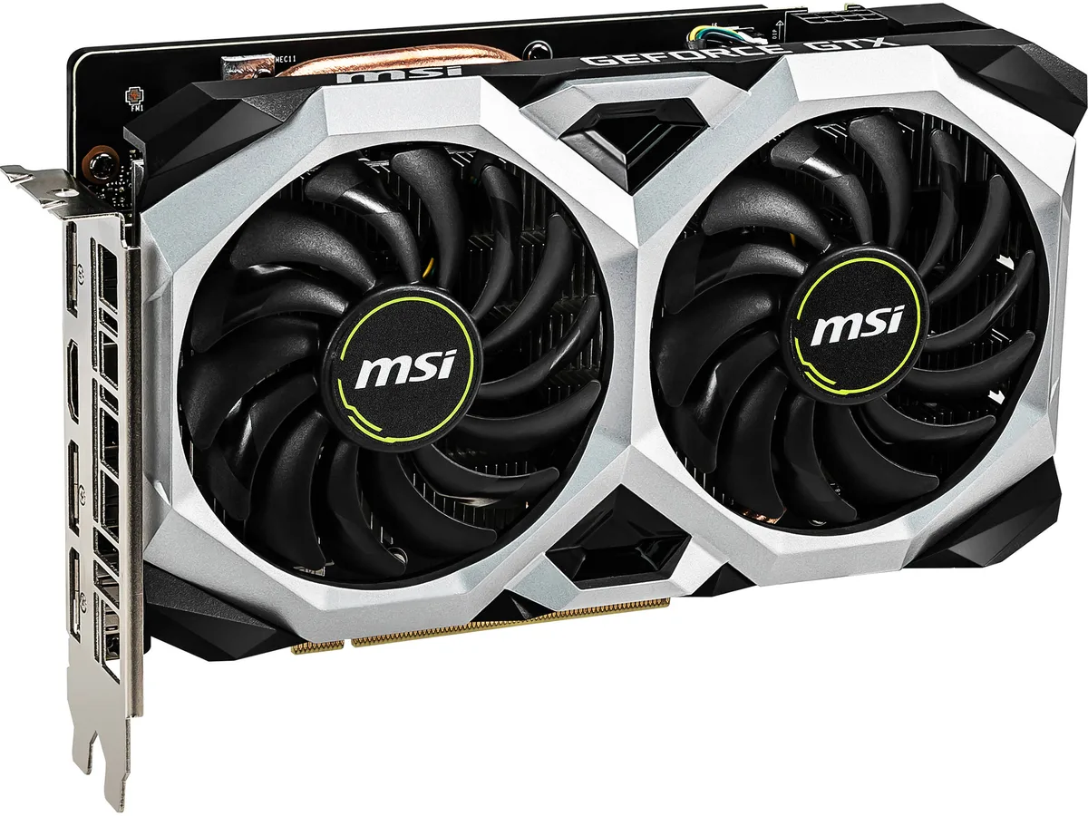 MSI GTX 1660 Ti Ventus 6G graphics card with dual-fan cooler and metal backplate