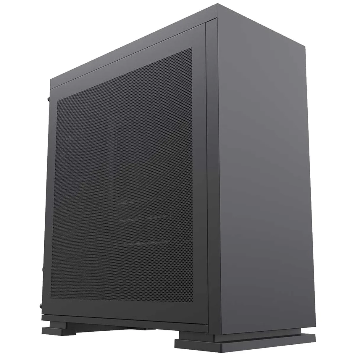 Black micro-tower desktop PC with smooth matte finish