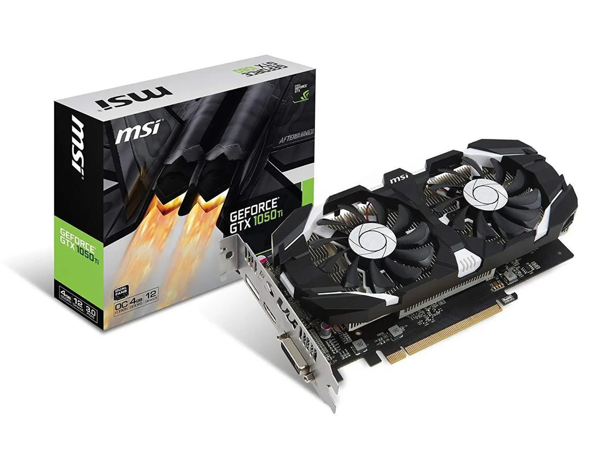 MSI GTX 1050 Ti dual-fan graphics card black finish
