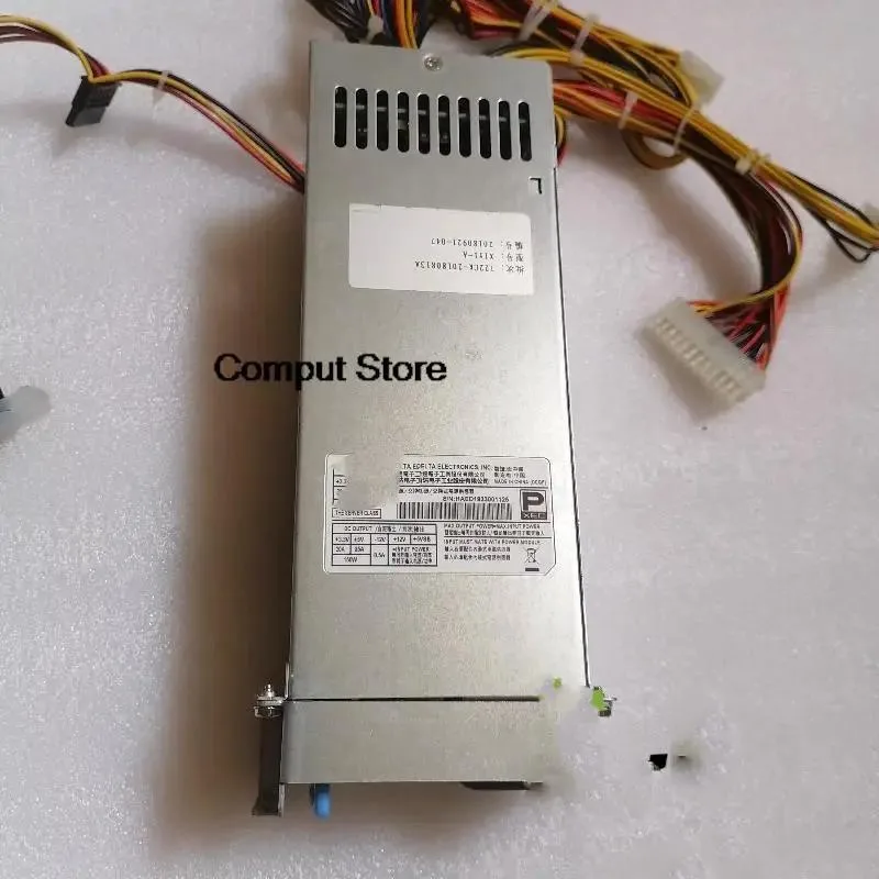 Rectangular silver server power supply unit with rear connector and handle
