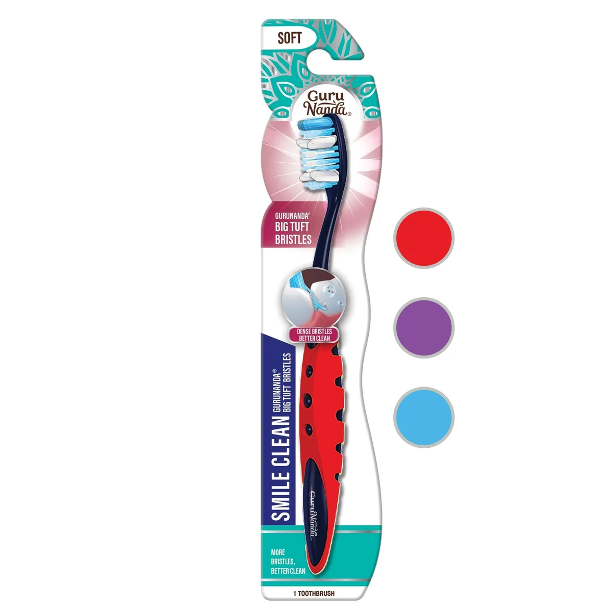  GuruNanda Smile Clean Soft Manual Toothbrush Multi Colors 1 Count — product photo