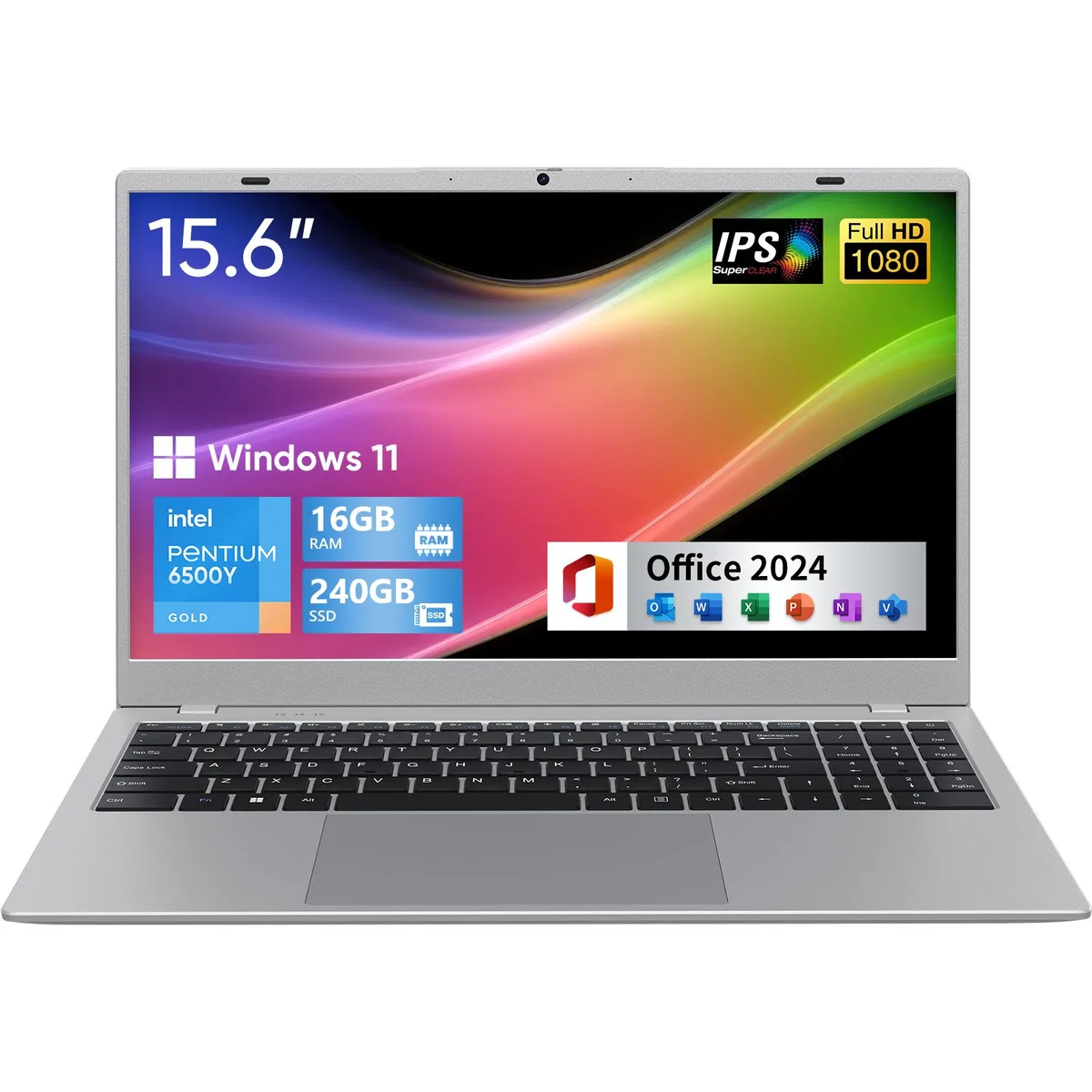 BiTECOOL BiTECOOL 15.6" FHD IPS Laptop Intel Pentium Gold 6500Y 16GB LPDDR3 240GB SATA3 SSD — photo du produit