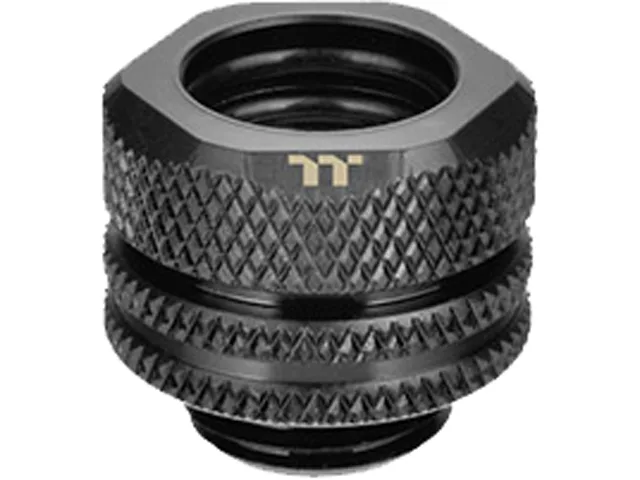 Black metal compression fitting for 12mm PETG tube with G1/4 thread