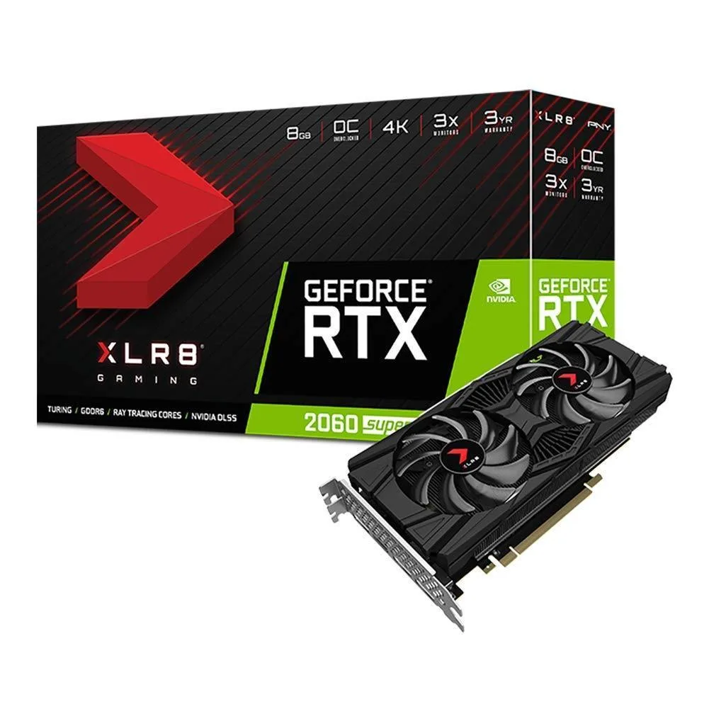 PNY Technologies, Inc. PNY XLR8 GeForce RTX 2060 SUPER Dual Fan Gaming Overclocked video card accessory — product photo