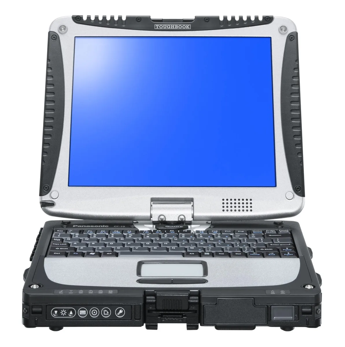 Black rugged convertible laptop with swivel screen and digitizer pen