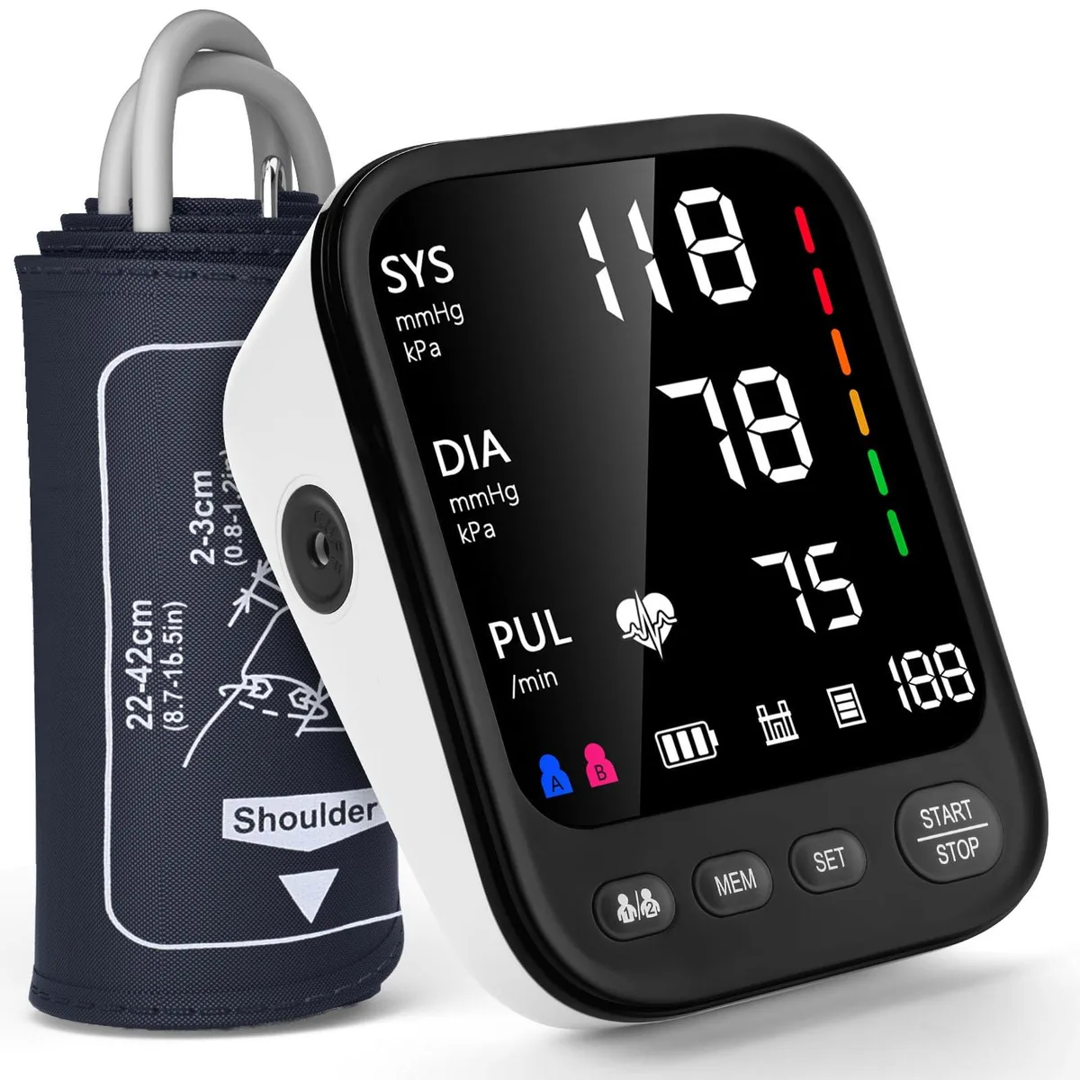  Invaxe AOJ-30G blood pressure monitor 2×199 memory 4.5" screen cuff 9–17 — φωτογραφία προϊόντος