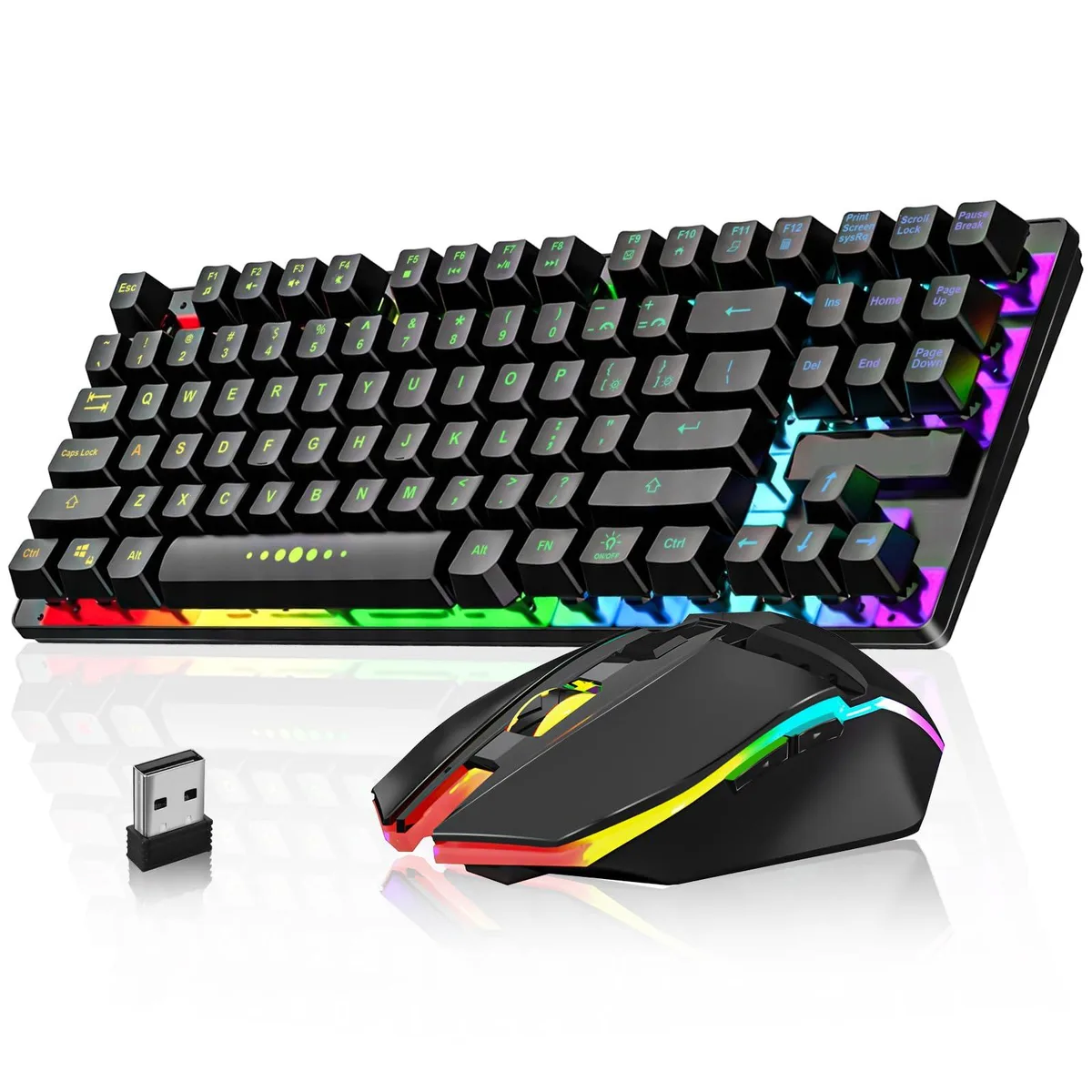GE Wireless Gaming Keyboard and Mouse Combo 2.4GHz 2000mAh Black — toote foto