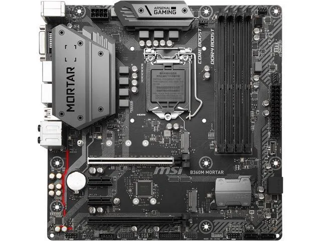 Micro-ATX board, matte black with silver heatsinks