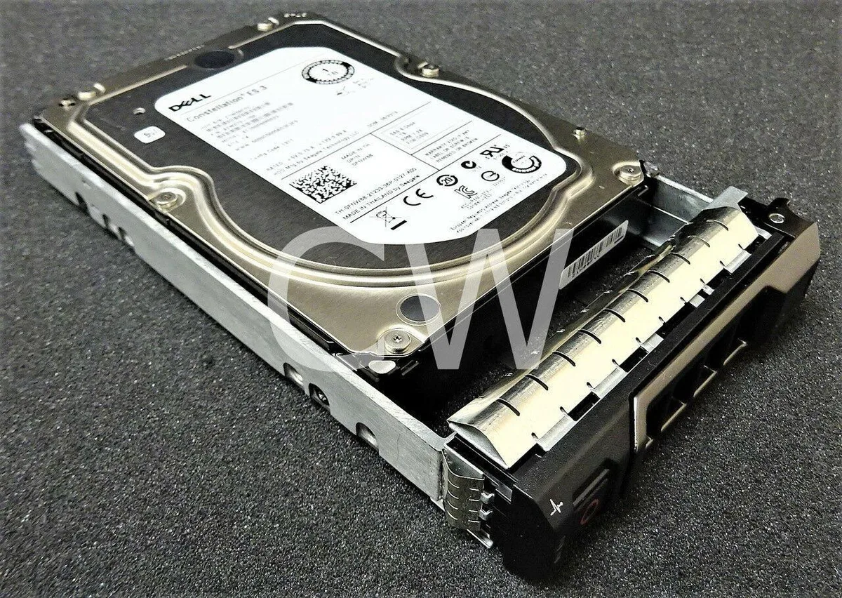 Silver 3.5 inch hard drive with black tray attached