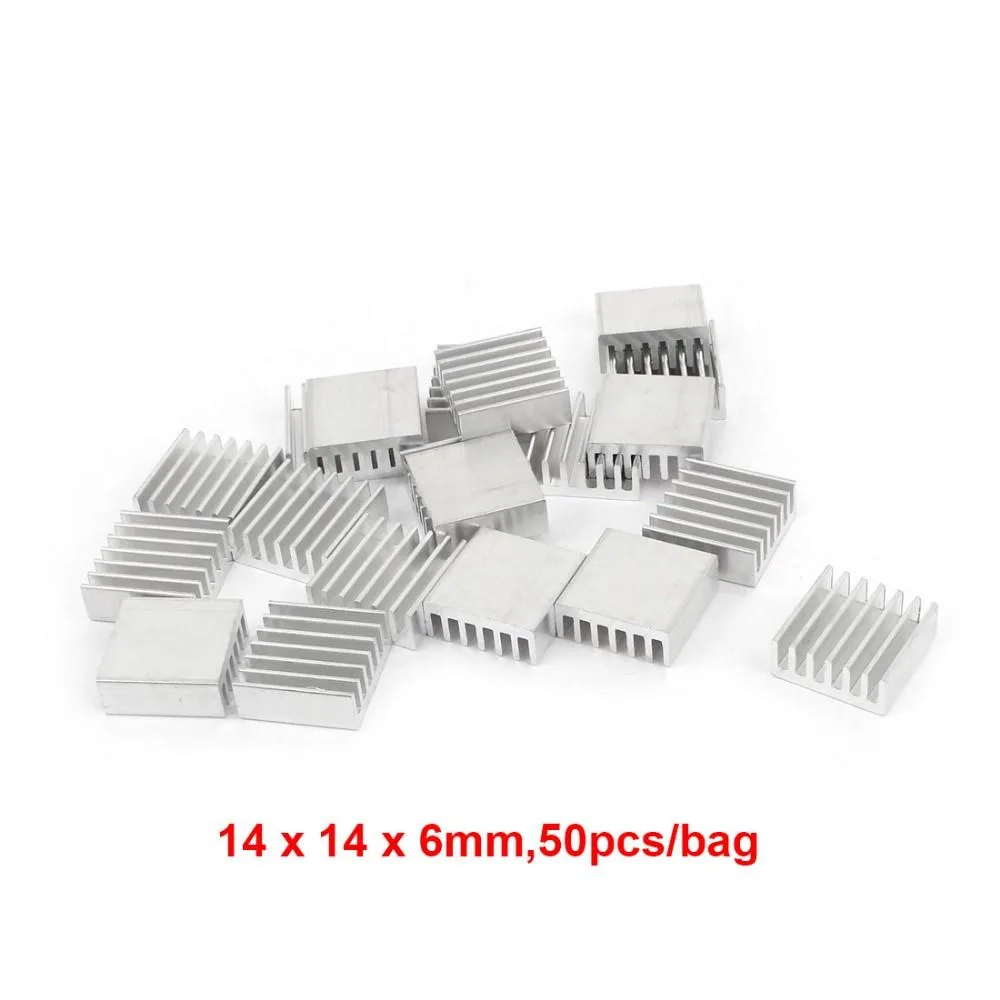 EN-Labs EN-Labs 50pcs Silver 14x14x6mm Aluminum Heat Sink DIY Cooling — product photo