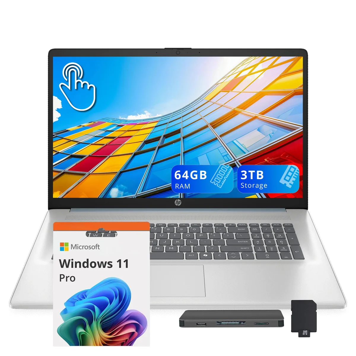 HP HP 17.3" HD+ Touchscreen Business Laptop Intel Ultra 7 255U 64GB 2TB SSD Blue — 제품 사진