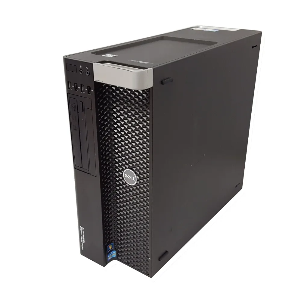 Black tower workstation chassis, matte finish, front panel with optical bay and USB ports