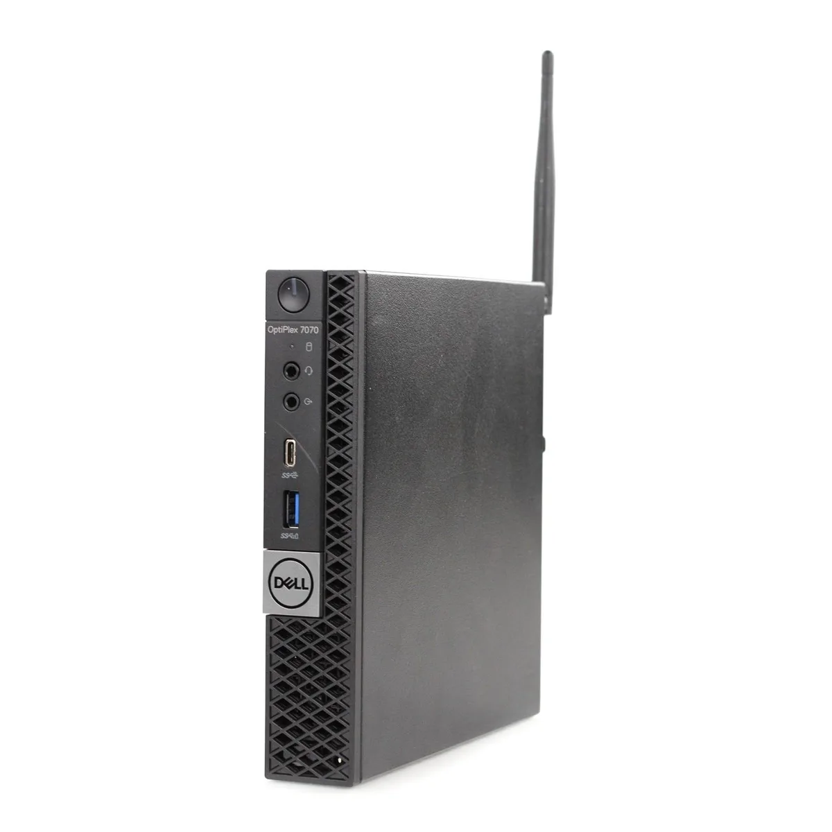 Small black Dell OptiPlex 7070 Micro desktop unit