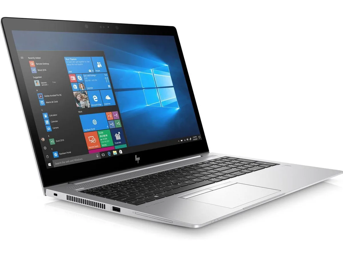Silver HP EliteBook 850 G6 15.6 inch laptop closed on white background