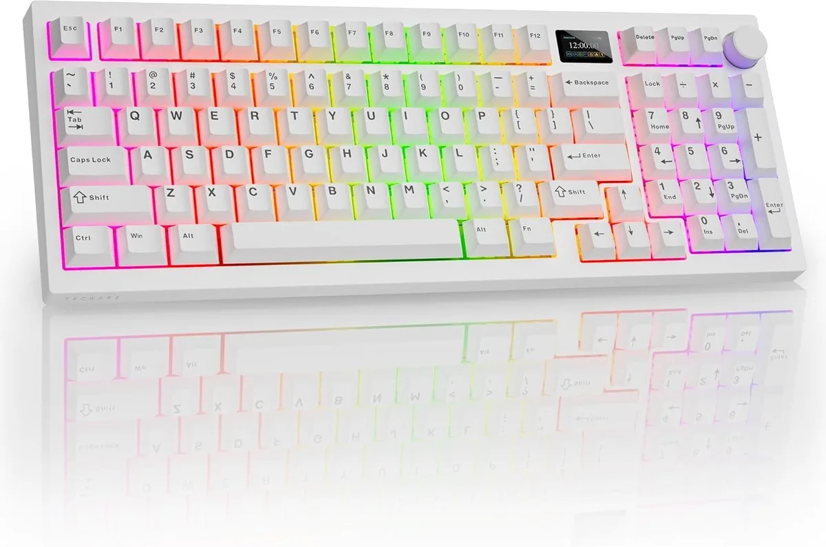 usbroway usbroway Spectre 96% gaming keyboard LCD tri-mode White Candy Red Linear Switch — toote foto