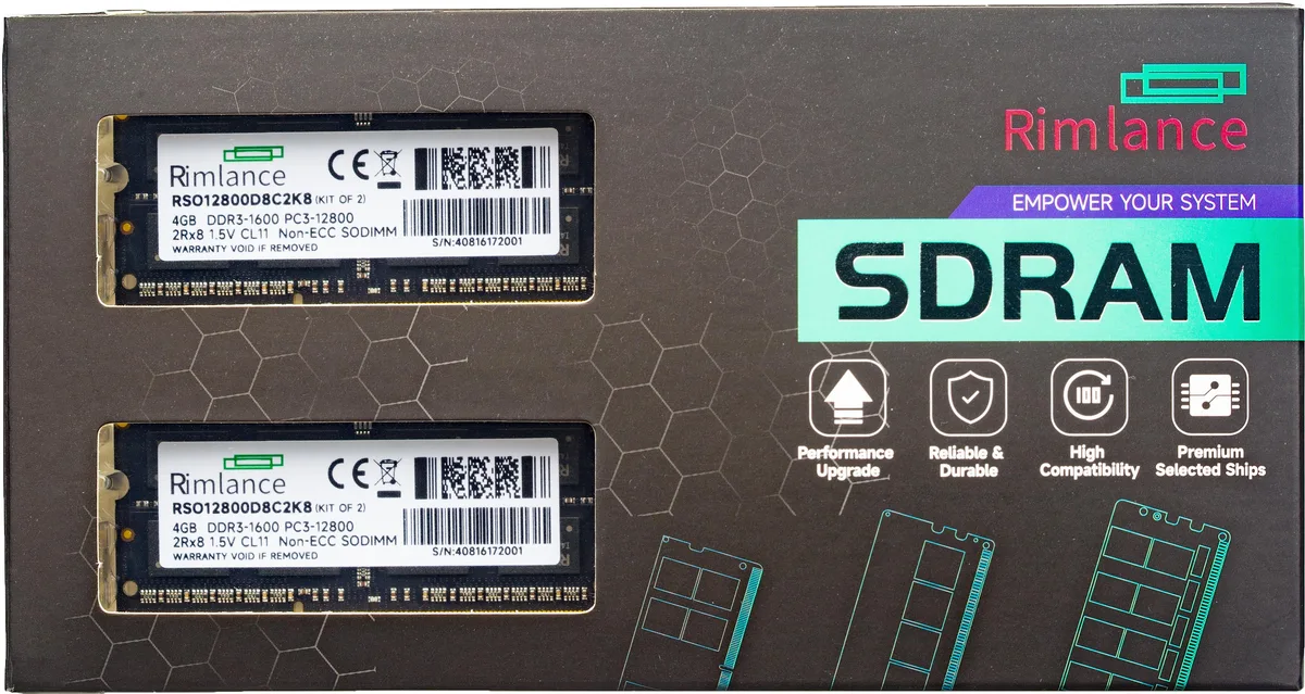 RIMLANCE RIMLANCE 8GB (2x4GB) DDR3 1600MHz 1.5V SODIMM laptop RAM — ภาพสินค้า