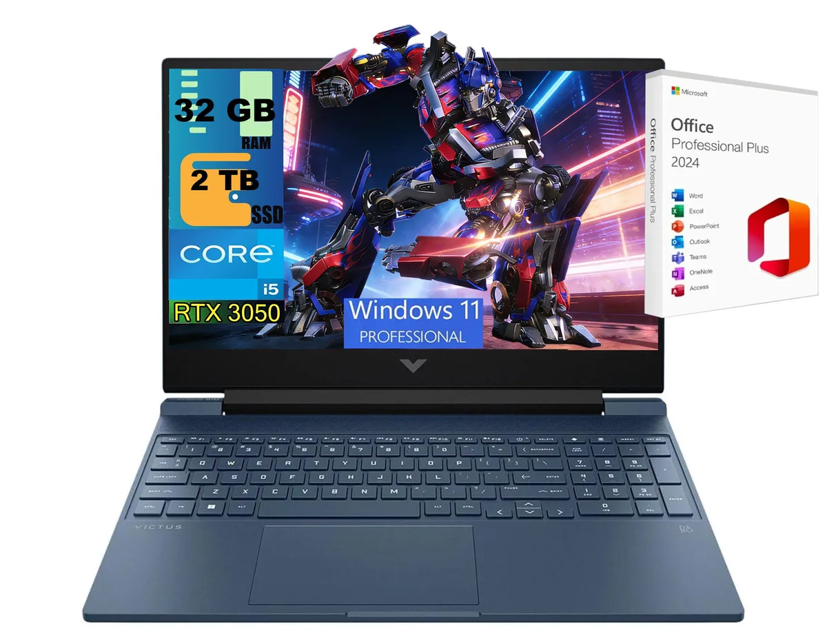 Blue 15.6 inch gaming laptop with matte finish and backlit keyboard