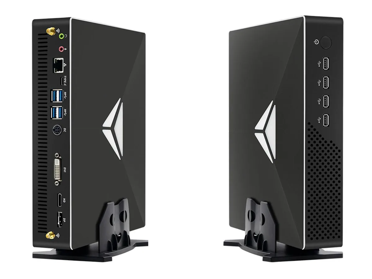 Compact black mini desktop with copper turbo cooler