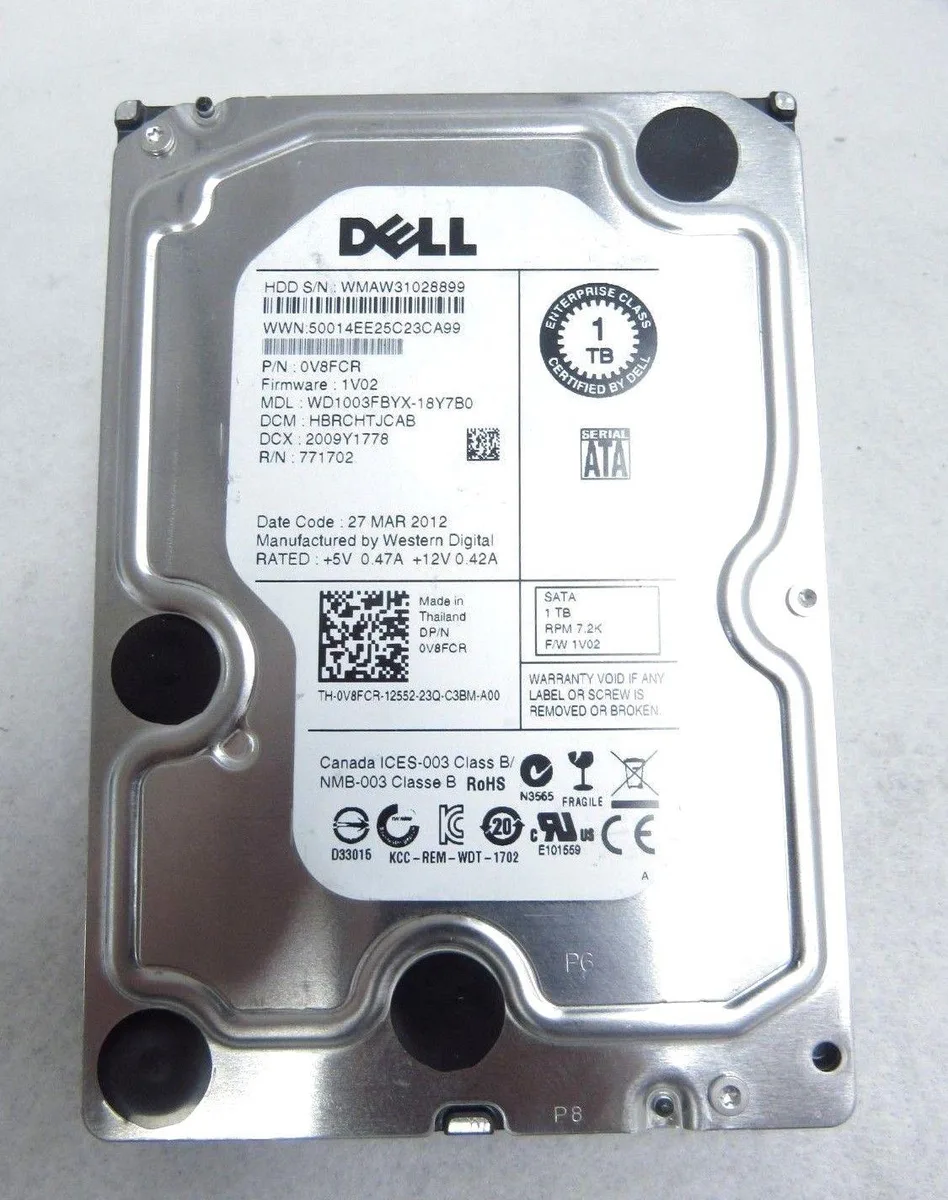 DELL DELL V8FCR 1TB 3.5" 7200RPM SATA internal hard drive — ürün fotoğrafı