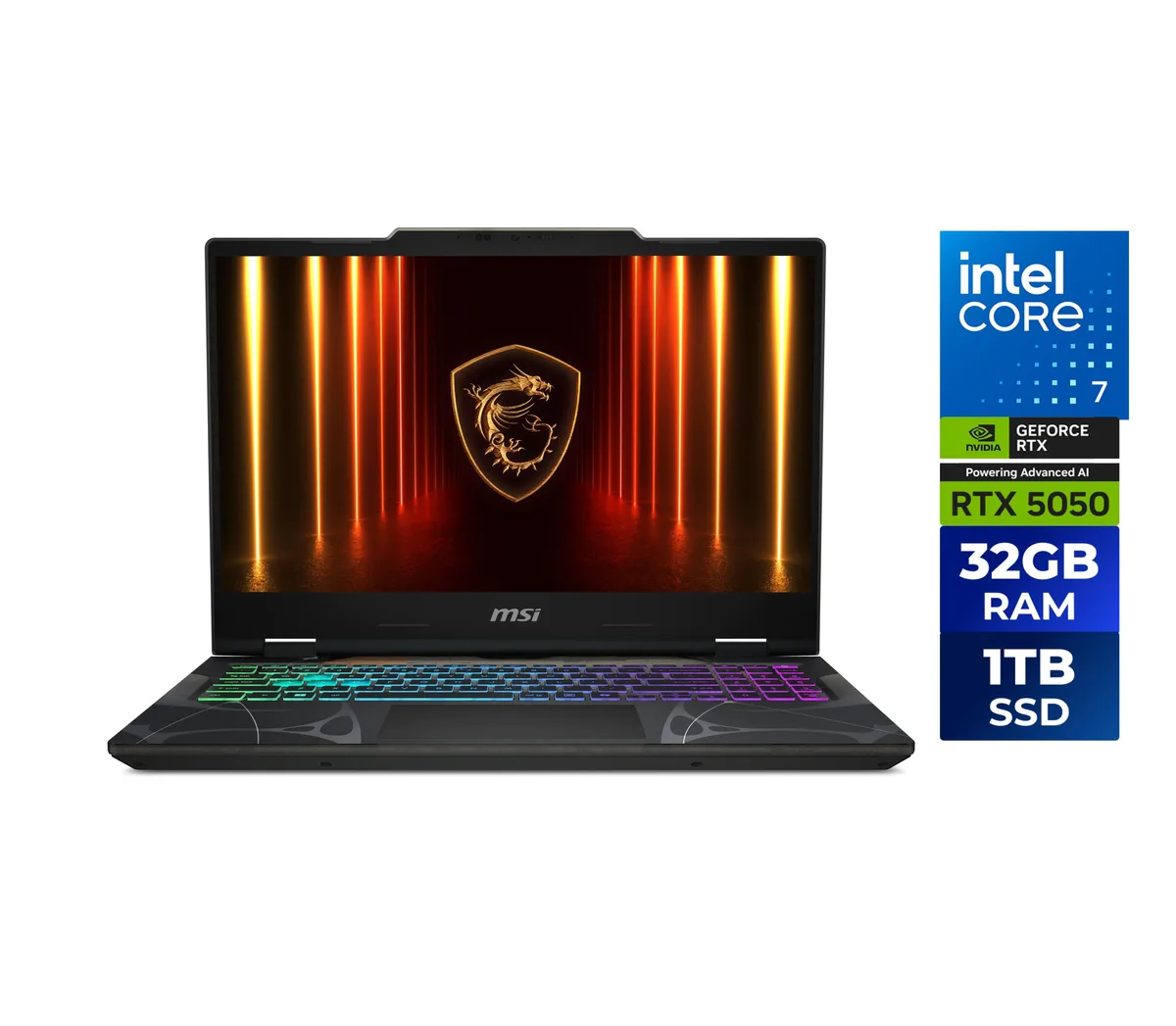 MSI Cyborg 15 translucent black laptop 15.6 inch screen visible exoskeleton design