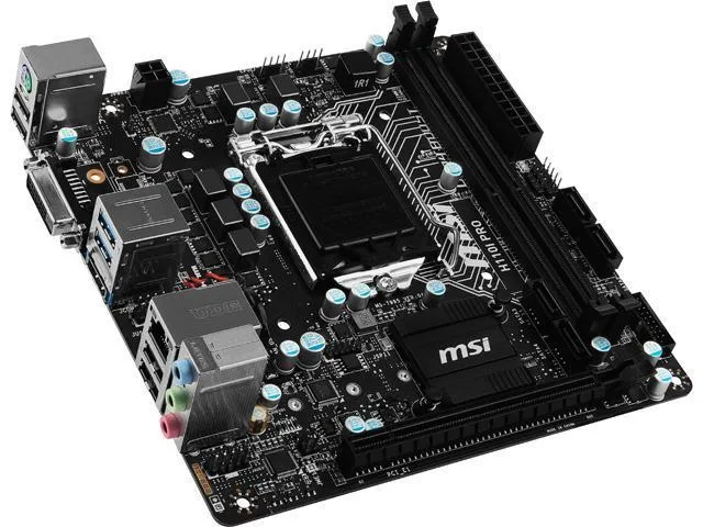Green Mini ITX motherboard with silver heatsinks and black I/O shield