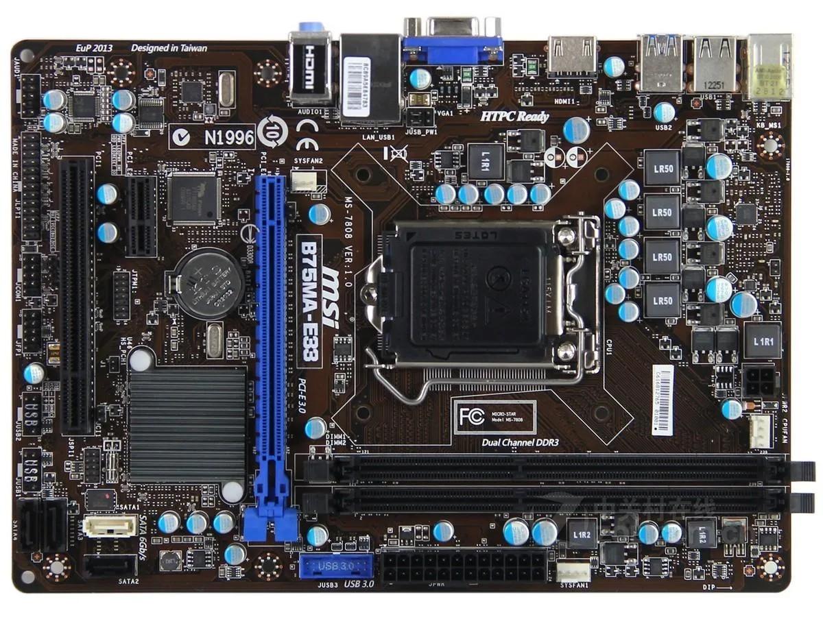 MSI MSI B75MA-E33 B75 LGA 1155 DDR3 16GB Micro ATX Intel motherboard — product photo