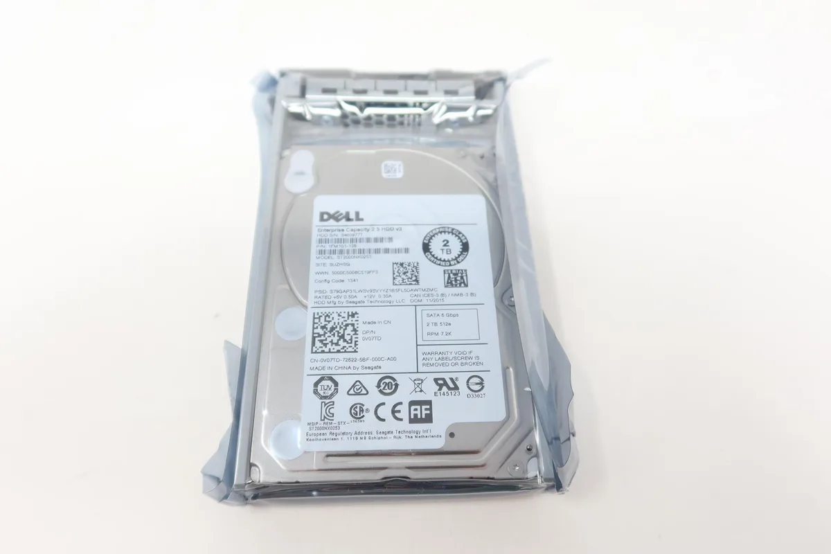 Silver rectangular 2.5 inch hard drive with label showing model and capacity