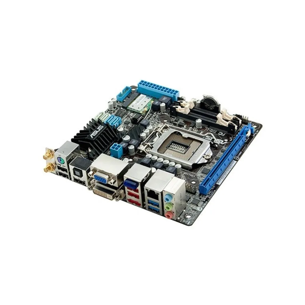 ASUS P8H67-V ATX motherboard, LGA 1155 socket, DDR3 slots, metallic finish