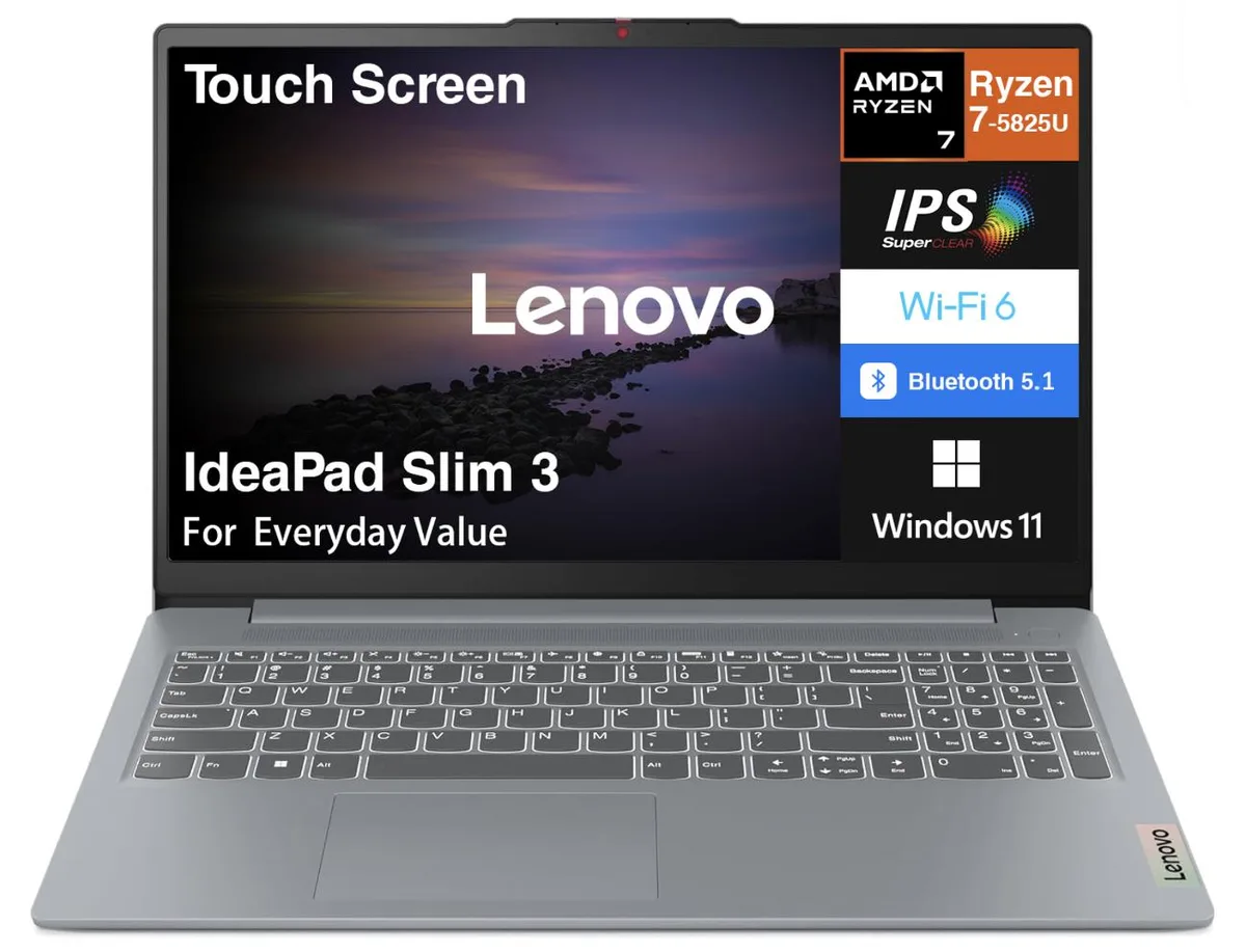 Arctic Grey 15.6 inch touchscreen laptop with thin profile