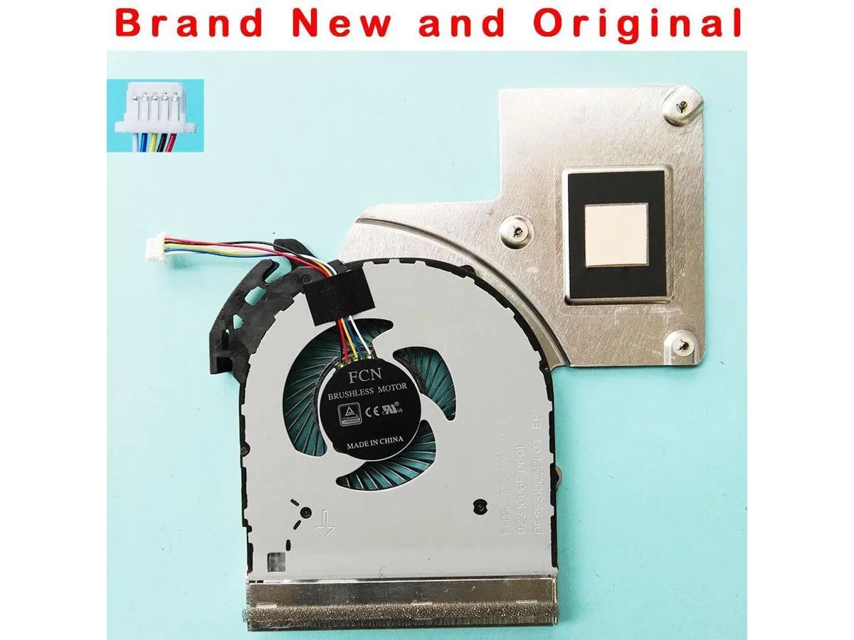 Small black CPU cooling fan with central sticker and four mounting holes