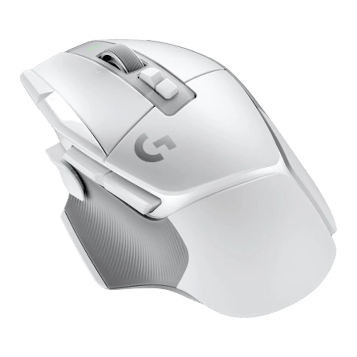 White right-handed wireless gaming mouse with 11 buttons, tilt scroll wheel and USB-C charging port