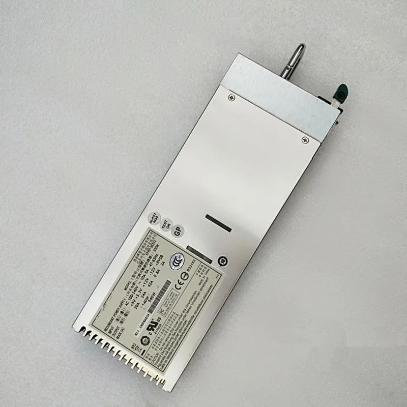 Standard ATX power supply unit in metal casing with fan grille and cable bundle