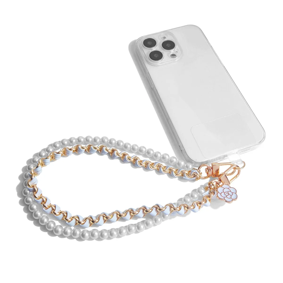 AGENKGEN-IP15-001 Pearl Beaded Phone Bracelet White 41 cm — product photo