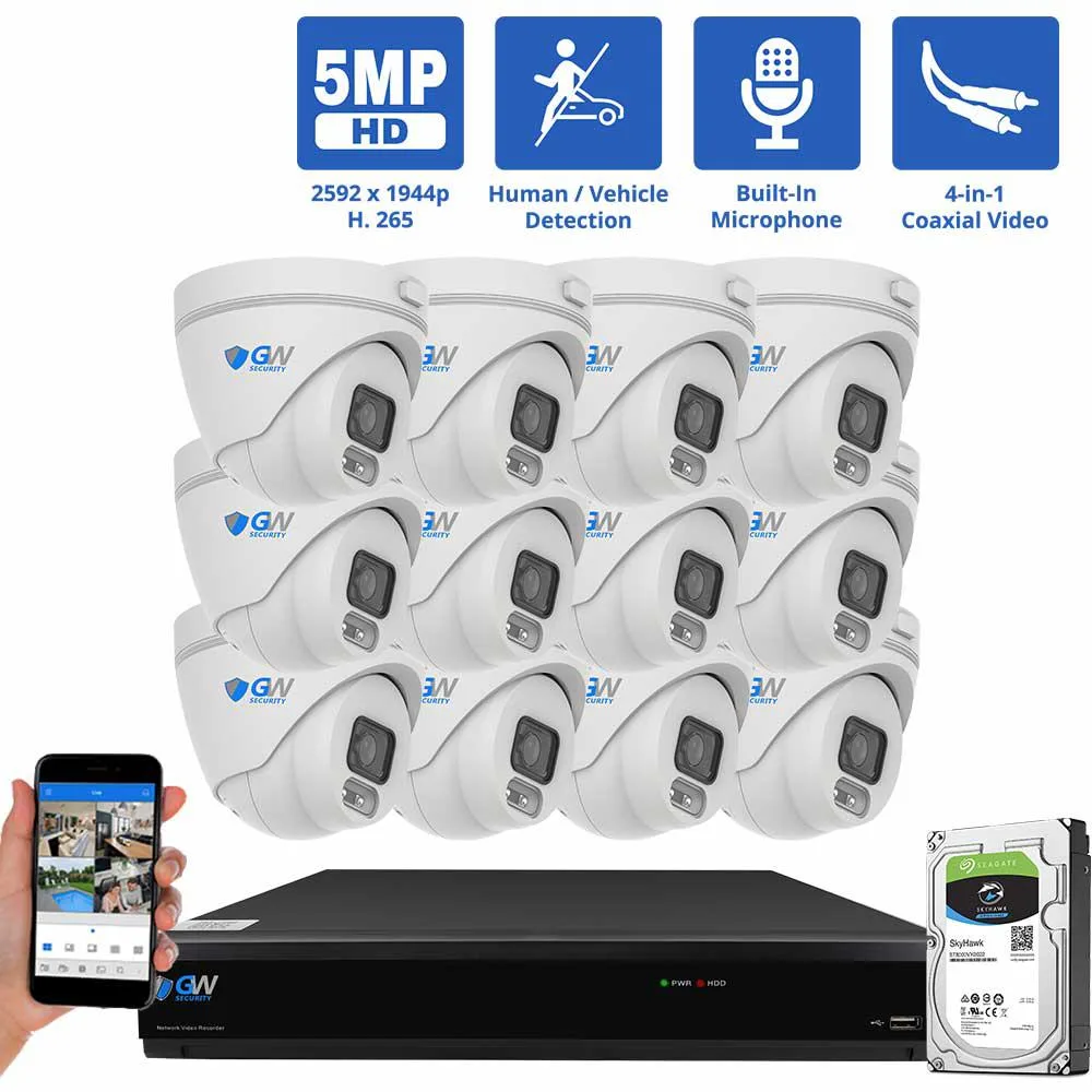 GW Security Inc. GW Security GW9516XVR 16 Channel 4K DVR Kit with 12 x 5MP Turret Cameras, 1TB HDD — product photo