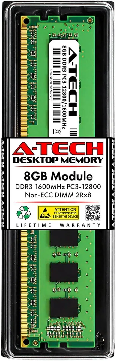 A-Tech A-Tech 8GB DDR3 1600 PC3-12800 240-Pin DIMM memory upgrade — photo du produit