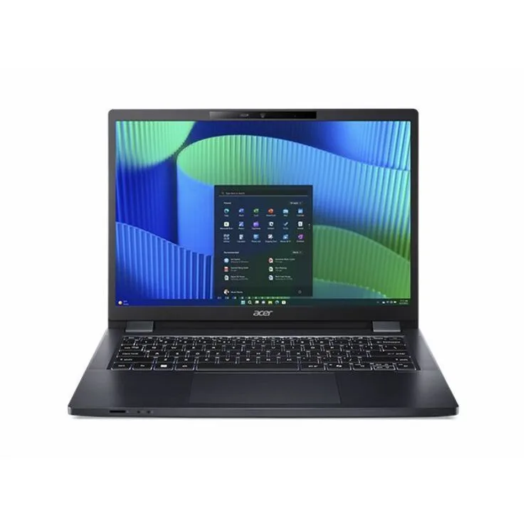 Blue 14 inch clamshell laptop with matte display and privacy shutter