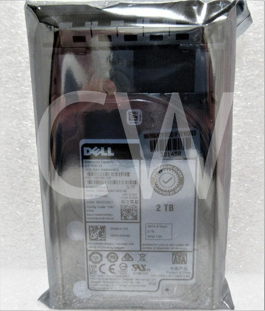 Silver 2.5 inch SATA hard drive with black Dell caddy tray