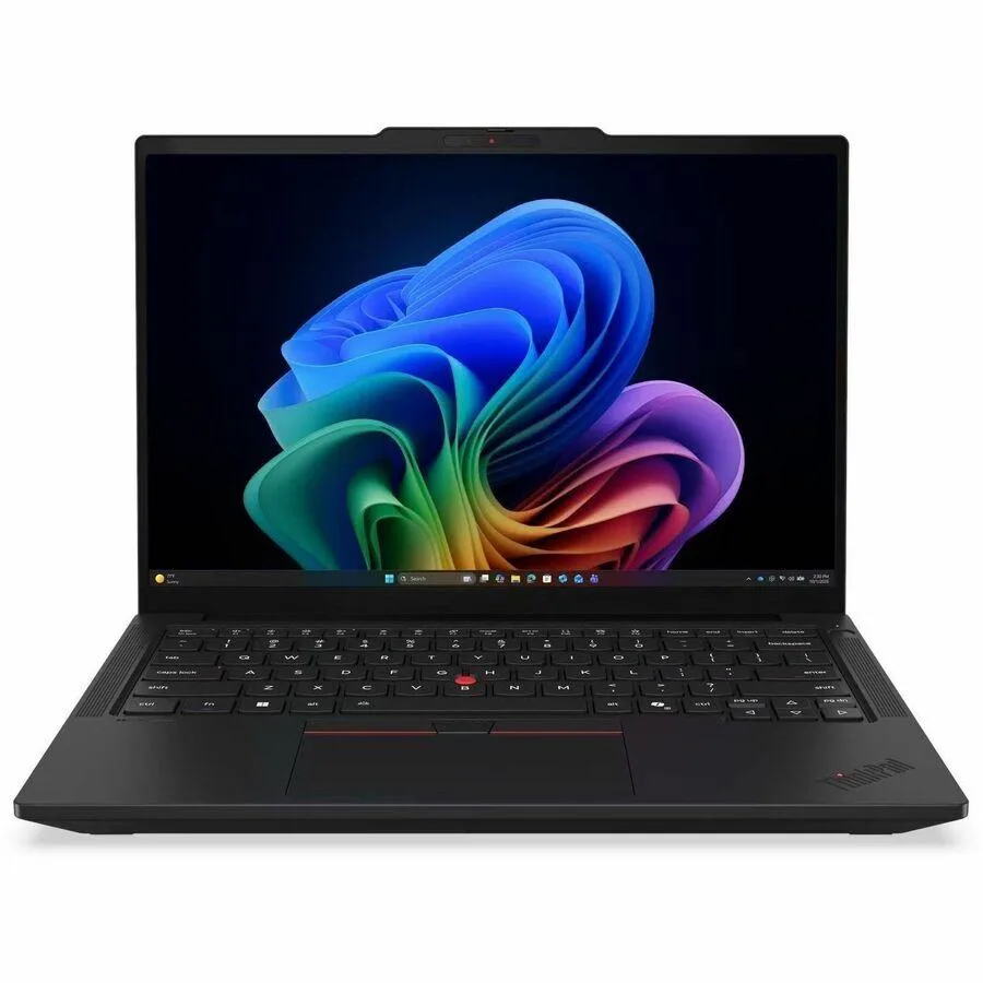 Black 14-inch ThinkPad T14 Gen 7 laptop with anti-glare touchscreen, closed lid, matte finish