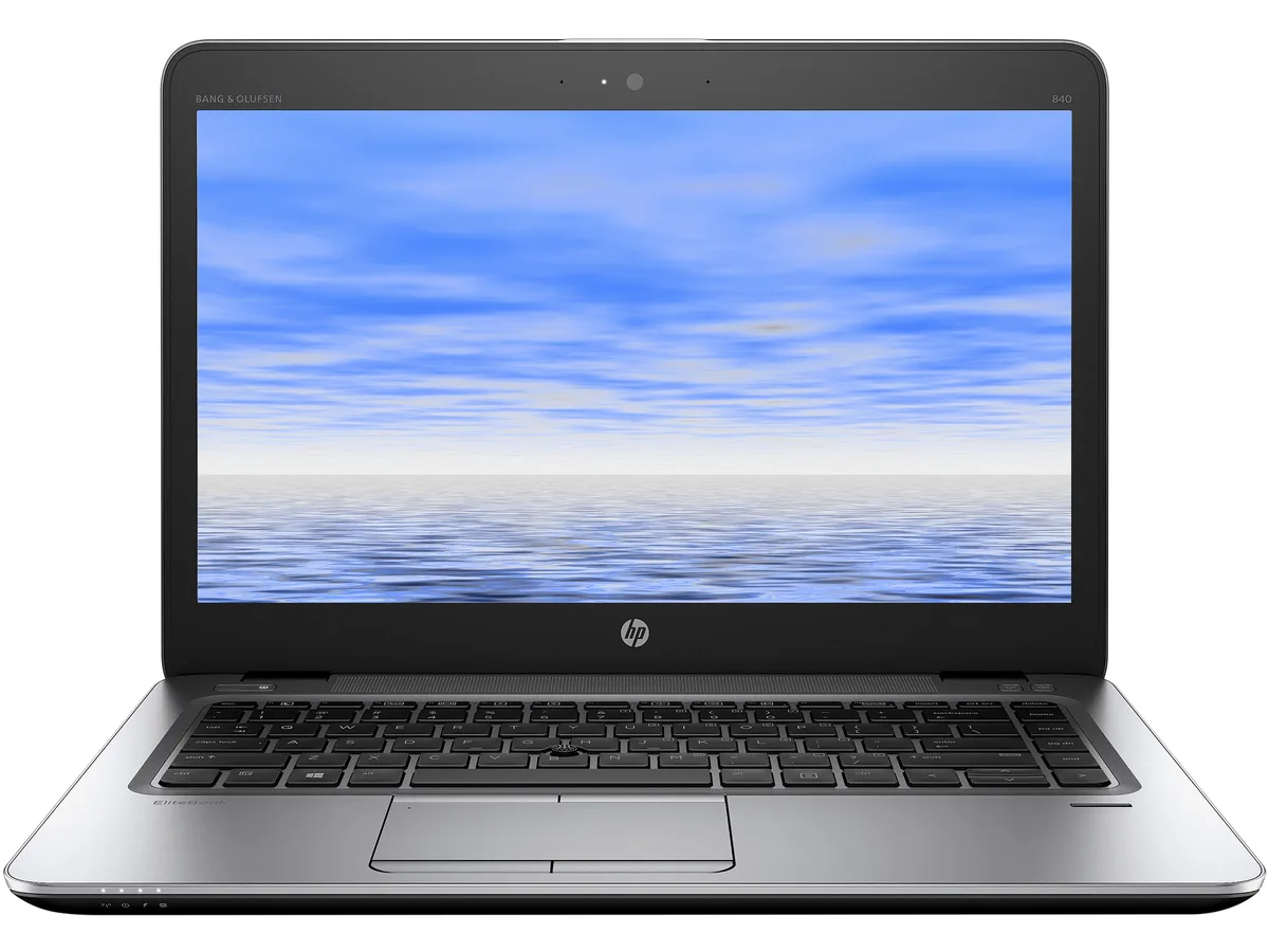 Silver 14-inch HP EliteBook 840 G3 laptop, matte non-touch screen, closed lid view
